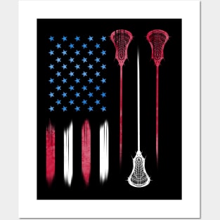 US Flag colors LAX USA Lacrosse Posters and Art